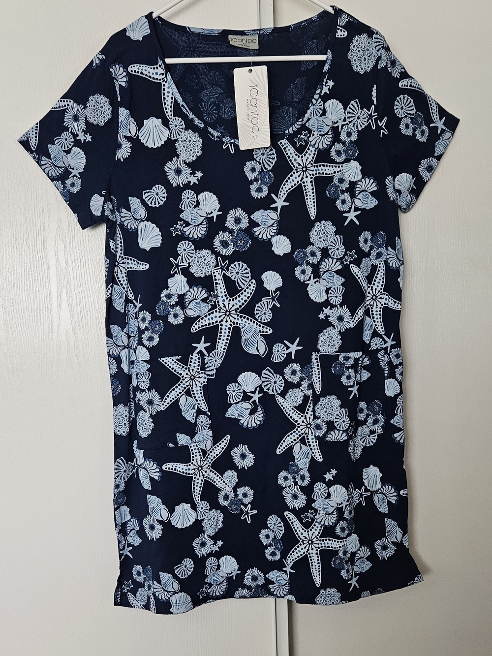 Icantoo Navy and Light Blue Starfish & Shell Print Top